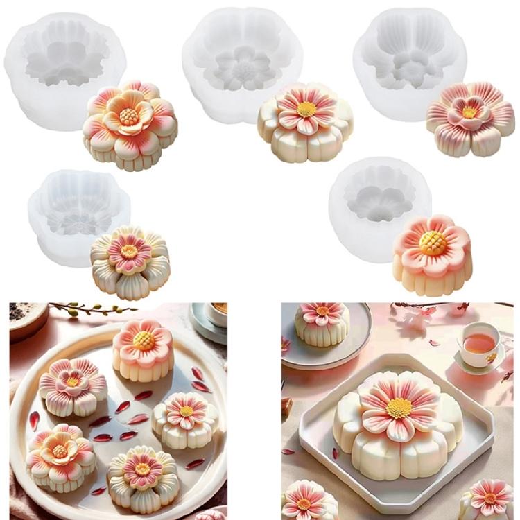 Chocolate Molds Cake Moulds Flower Shape Dessert Molds Pastrys Bakings Supplies Silicone Texture for Baking Cake Dessert