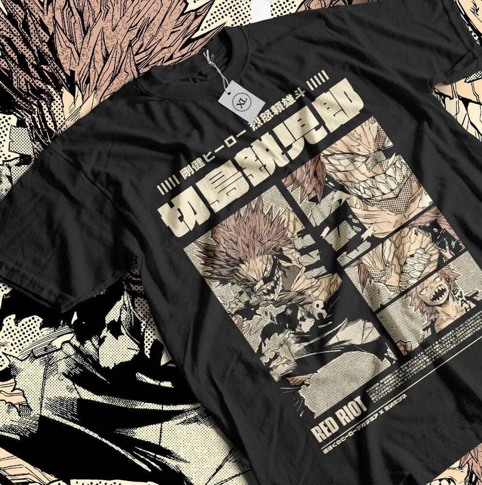 Anime My Hero Academia Red Riot Eijiro Kirishima Black TShirt All Size S