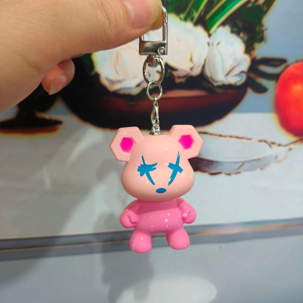 

Bear Starry Acrylic Chameleon Keychain Color Changing Christmas Gifts Festival розовый