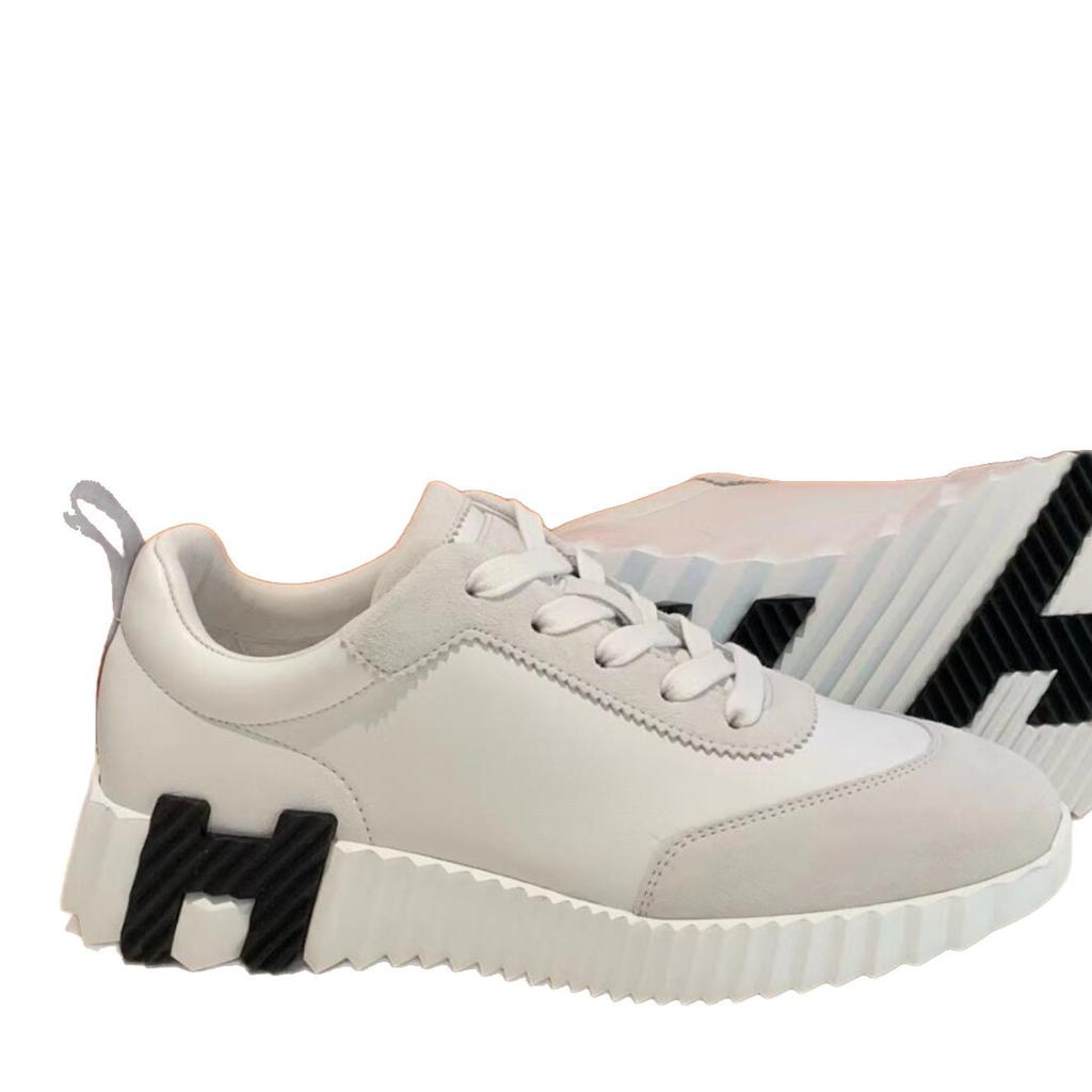 Versión de Piel de Vaca~ H Combinación de Colores Zapatos Blancos Versión de Cuero para Mujer Cabeza Redonda Con Cordones Suela Plana Casual Zapatos de Tabla para Pareja