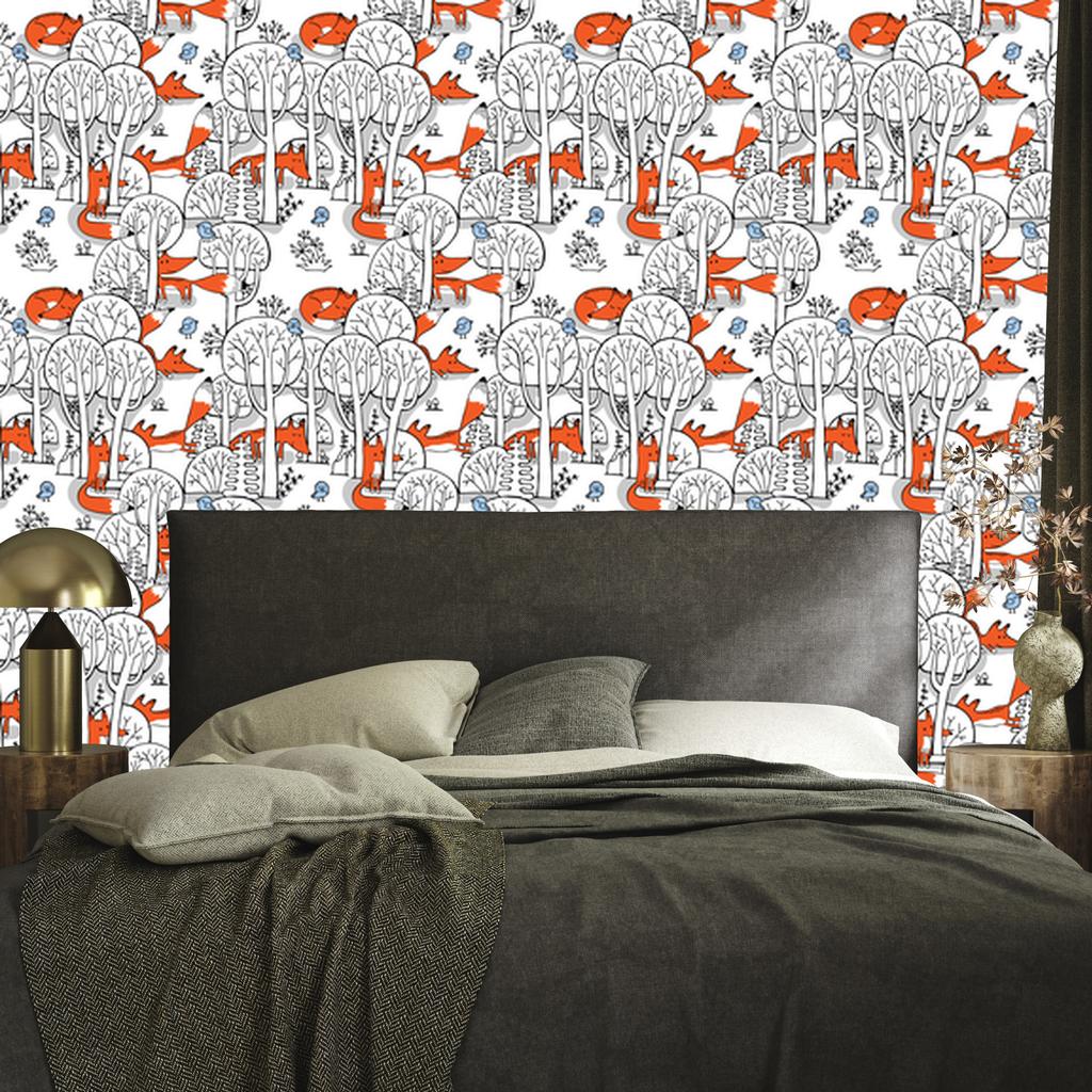 Smiling foxes in the forest wallpaper for living room and bedroom 50x1000