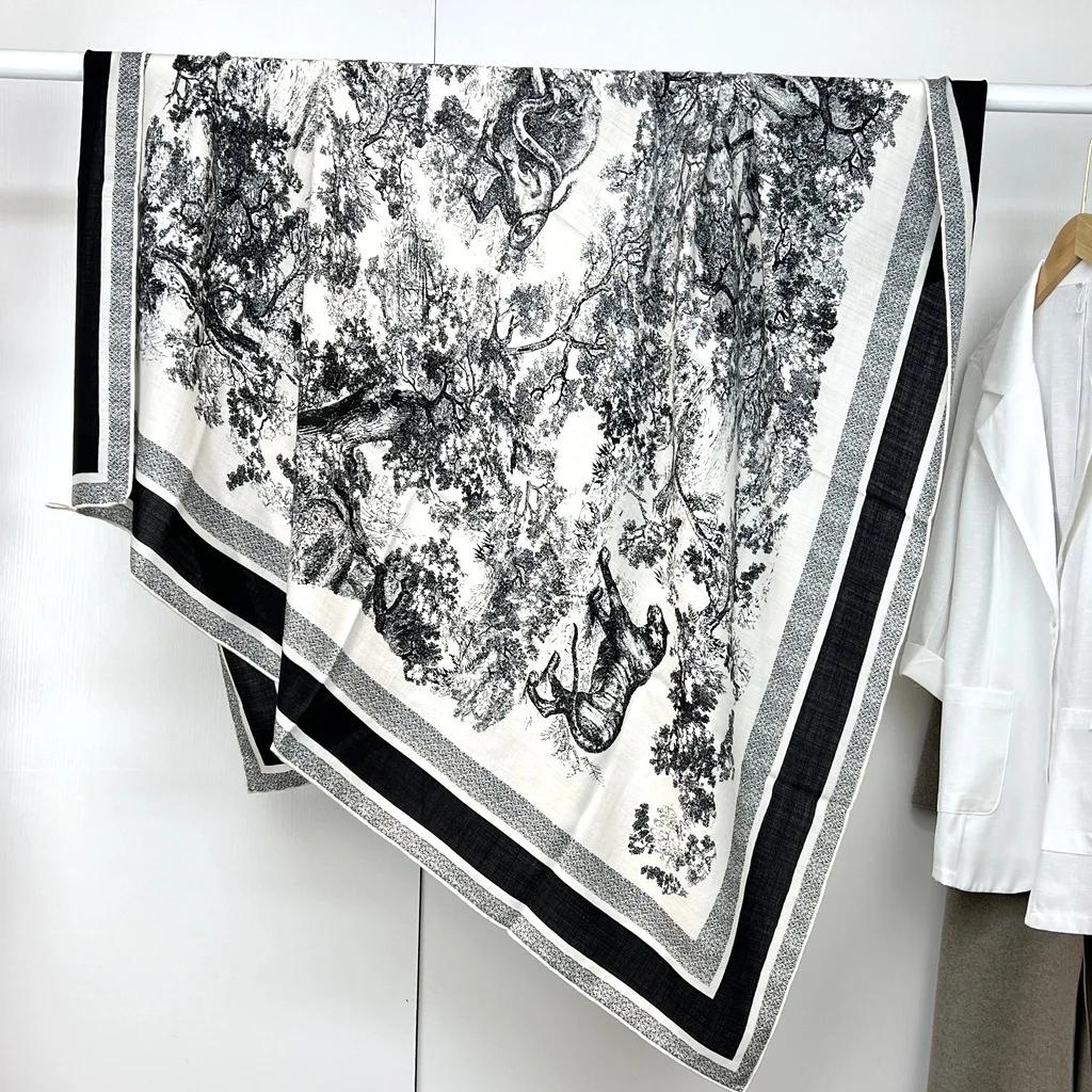 130 CM Silk Wool Scarf Women's Large Square Scarf Silk Scarf New Cashmere Versatile Shawl Thin