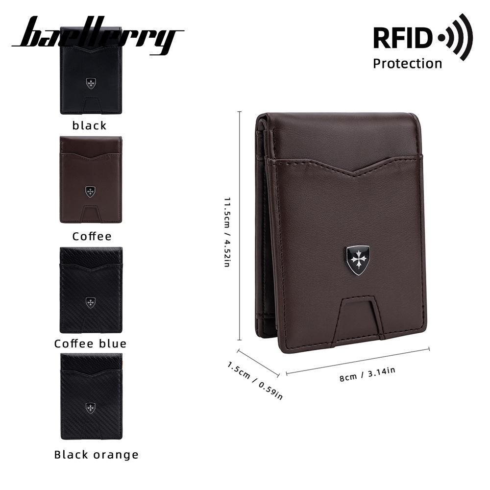 The new men's card bag is simple, multi-card position, short dollar clip, carbon fiber thin card cover, RFID ID bag.