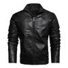 Men's Solid Color Stand Collar PU Leather Top Retro Casual Motorcycle Jacket
