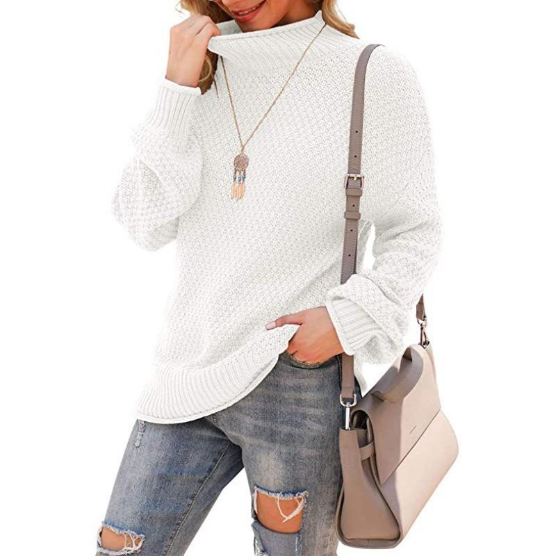 Women S Plus Size High Neck Long Sleeve Loose Knit Pullover Sweater
