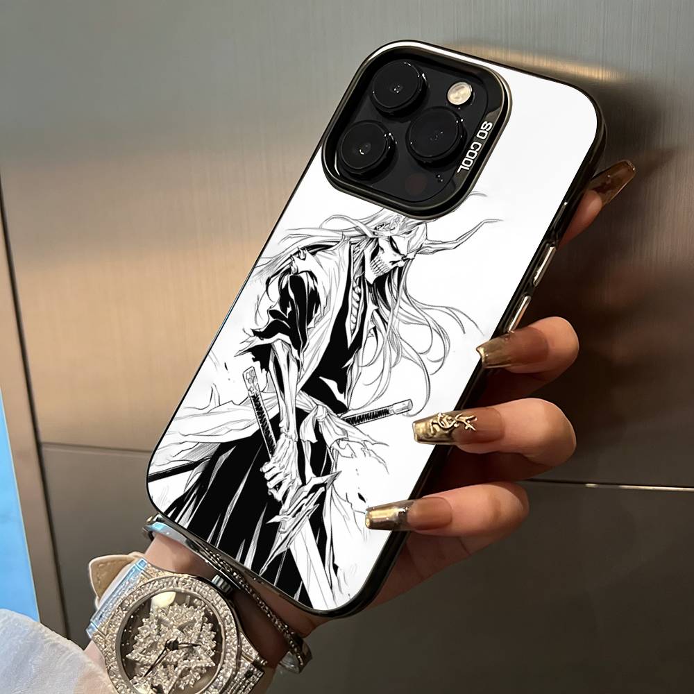 Hot anime-B-L-E-A-C-H Phone Case For iPhone 17,16,15,14,13,12,11 Plus Pro Max Colored Silver Phone Case