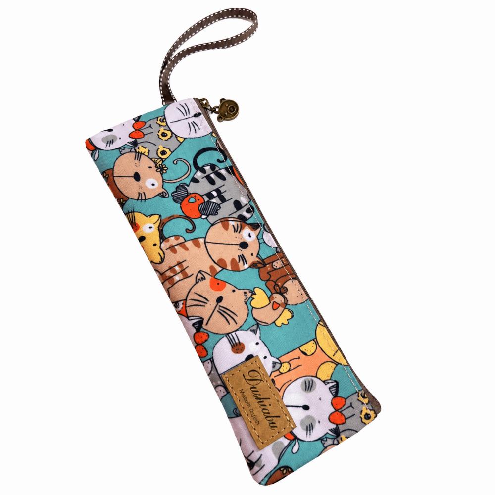 Oxford Tableware Pouch Cloth Pen Bag New Cutlery Storage Bag Outdoor Travel Green cat