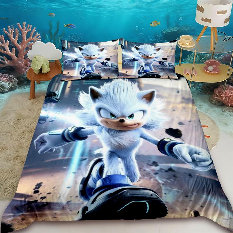 Teens Sonic Duvet Cover Set Hedgehog Cartoon Bedding Set 1 Quilt Cover Bedroom Dormitory Decor Best Gifts