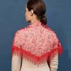 Simple Floral Printed Lace Triangle Scarf Embroidered Ethnic Style Lace Head Scarf Thin Scarf Accessories Veil Headband Women