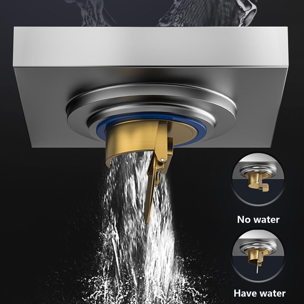 Foot Floor Drain 10*10cm Anti-odor Bath Drains  Deodorization Square DIY Black Shower Filter Plug Cover Pipe 304 Stainless Steel