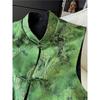 Gilet Jacquard Verde Letteratura Cinese Retrò Gilet Versatile Chic Classico Canottiera Senza Maniche Femminile Top
