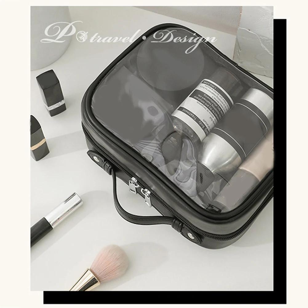 Waterproof Cosmetic Storage Bag Double Layered Makeup Brush Storage Multifunctional with Zipper Portable for Women Holiday Gifts