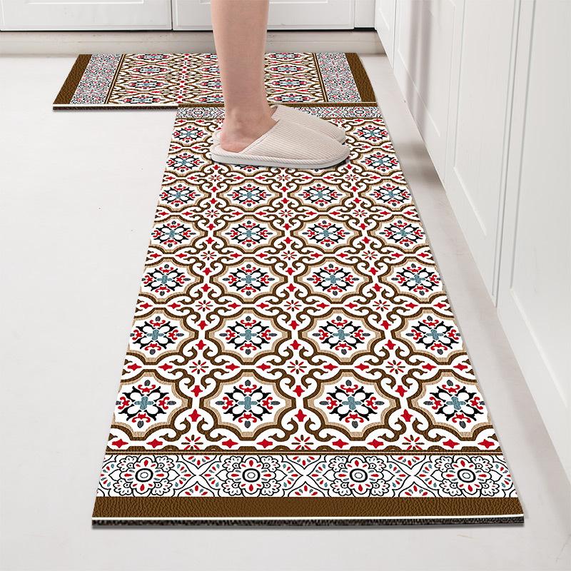 

Кухонный коврик из искусственной кожи с принтом, моющийся, грязеотталкивающий, ковер для большой площади 45 * 75cm