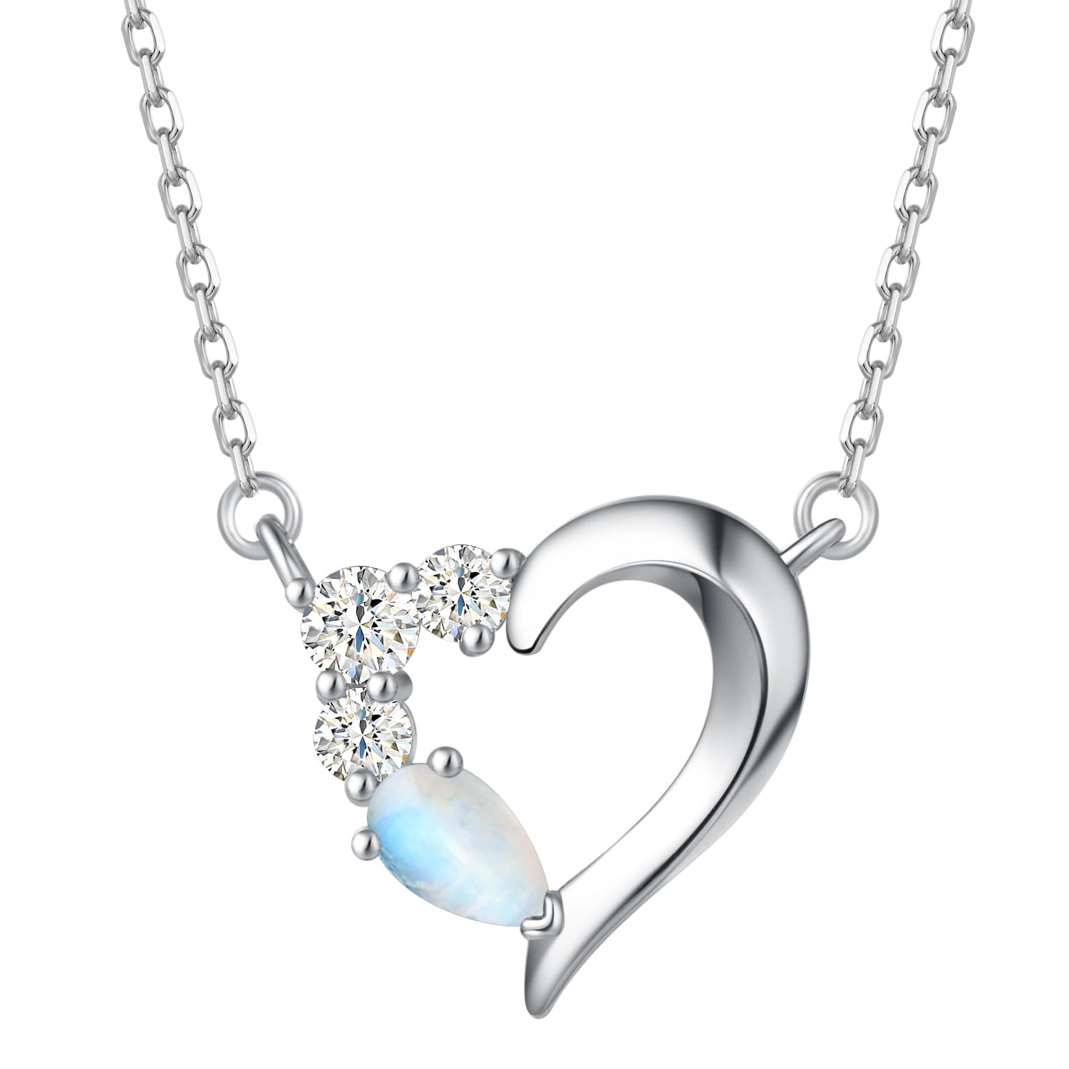 

12 Month Birthstone Heart Platinum Popular for White Comes with Beautiful Packaging [AGVANA] Women s Necklace, Necklace, Finish, Silver, Women,