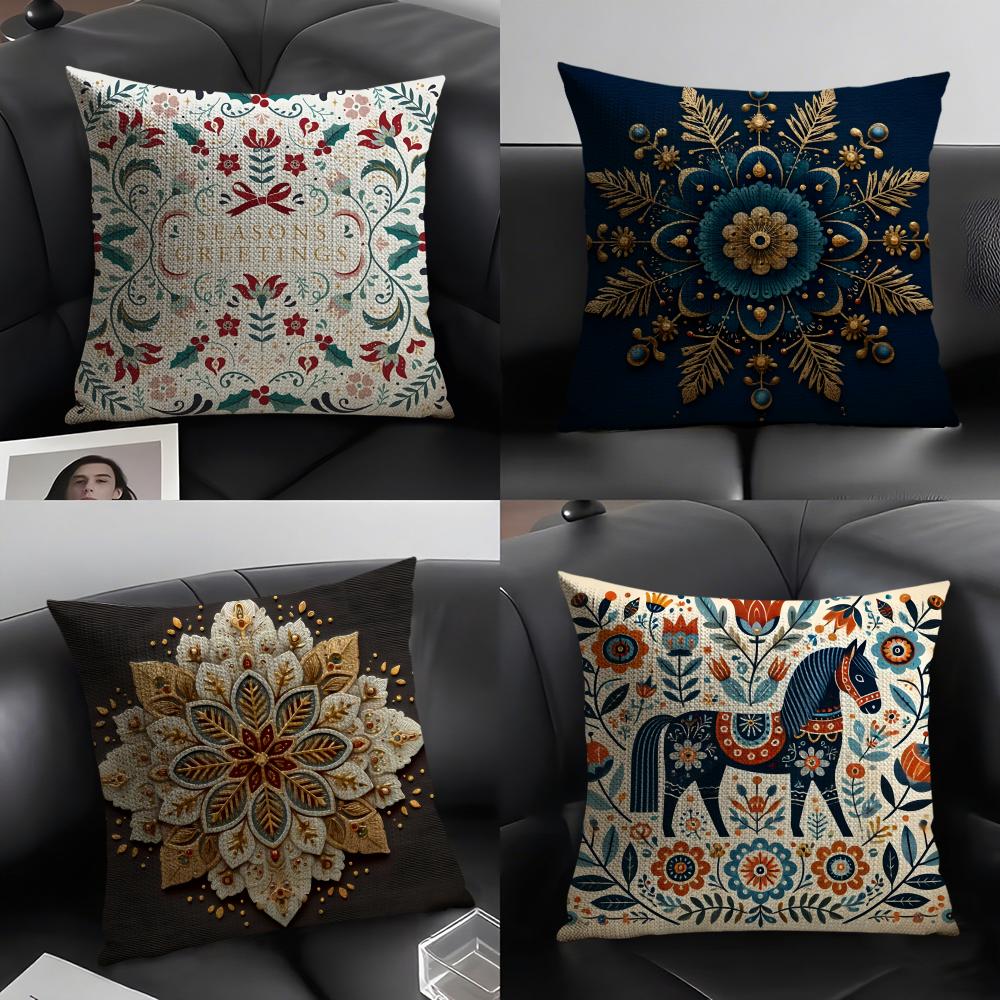 Colorful Snow Hexagonal Maple Leaf Print Pillow Case Home Living Room Decoration Linen Pillowcover Pillow Cases Cushion Cover