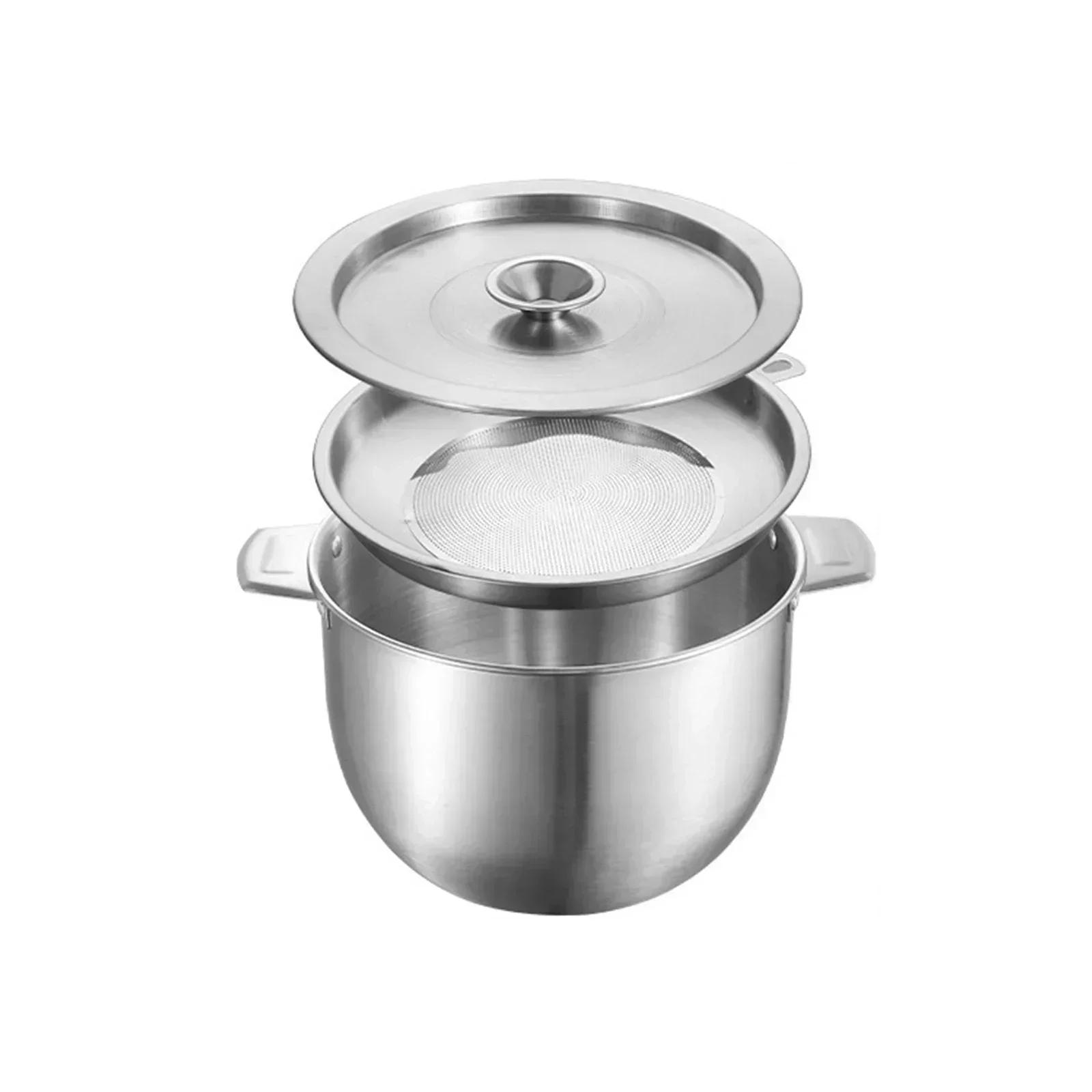 

Fresh Lid Oil Filter Pot Stainless Steel Specifications Health Stackable Bowl Stock Broth Sauce Non Slip Bottom