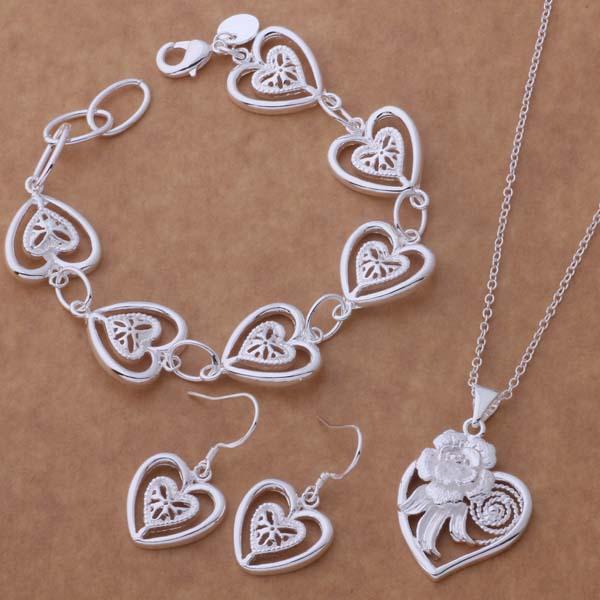 wholesale High quality silver plated Fashion jewelry necklace bracelet earrings WT-316Good product
