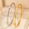 Titanium Steel Bracelet - Round Smooth Surface Plain Ring Stainless Steel Bracelet, Fashionable and Simple Open Wristband