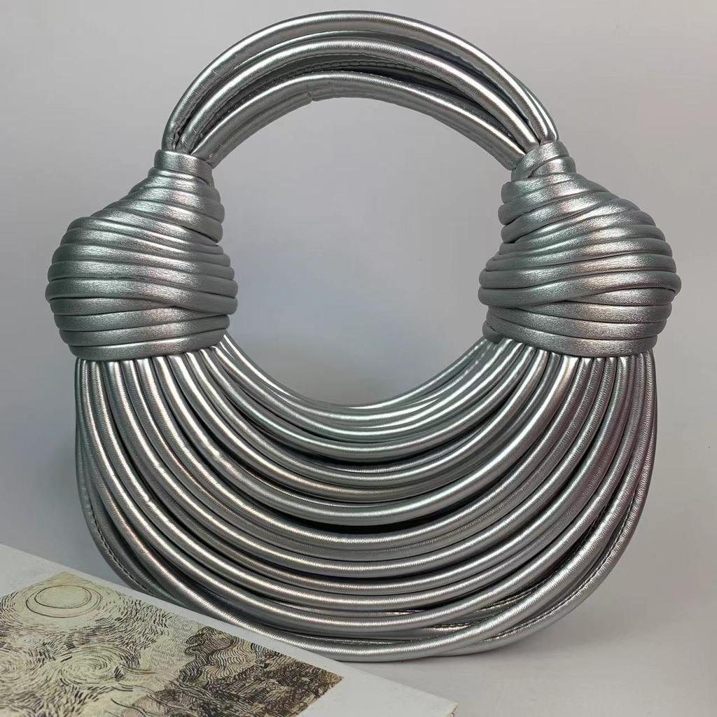 Personalized Woven Noodle Bag, Hand-woven Rope Knot Bag, Niche Knotted Bread and Dumplings, Cloud-shaped Hand-held Crossbody Bag