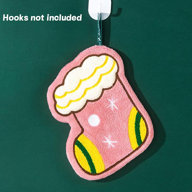 Christmas Hand Towel Cartoon Gingerbread Man Snowman Coral Fleece Towel Christmas Home Kitchen Bathroom Decoration Xmas Gifts