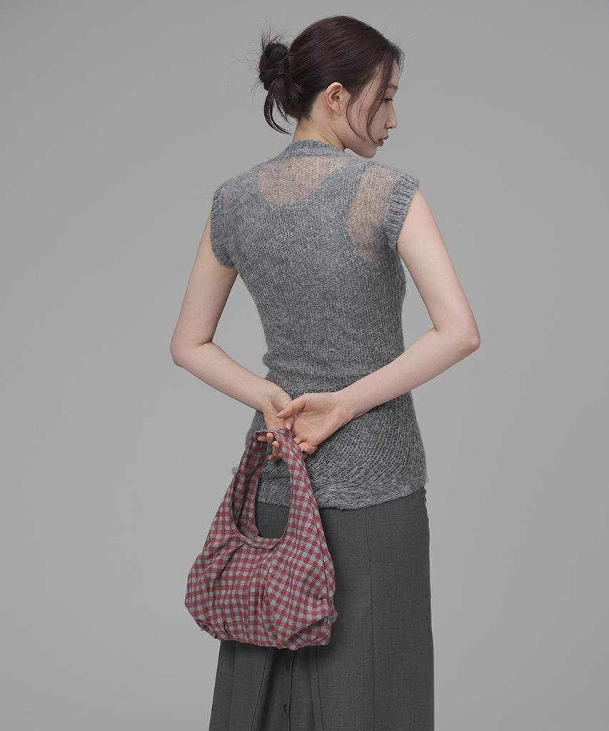 Kimimi Dumpling Tote Bag Vintage Red Check