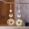 1Pair Creative White Daisy Pressed Studs Earring Boho Style Pressed Flower Earrings Vintage Fashion Ear Jewelry Party Gift