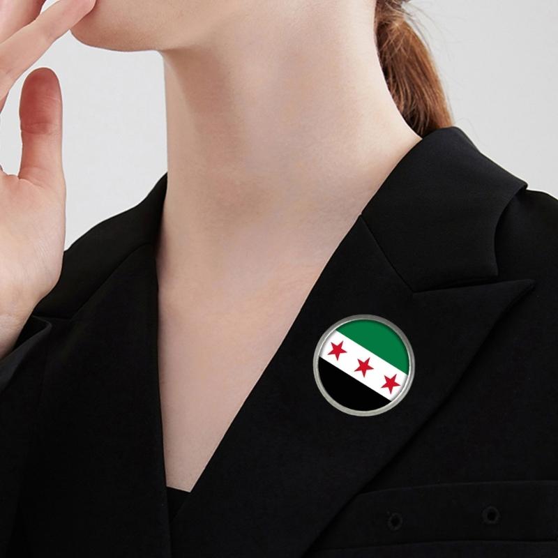 Elegantes syrisches Flaggen-Schmuckset mit Halskette, Armband, Ohrringen aus Edelstahl und Glas für Kulturbegeisterte