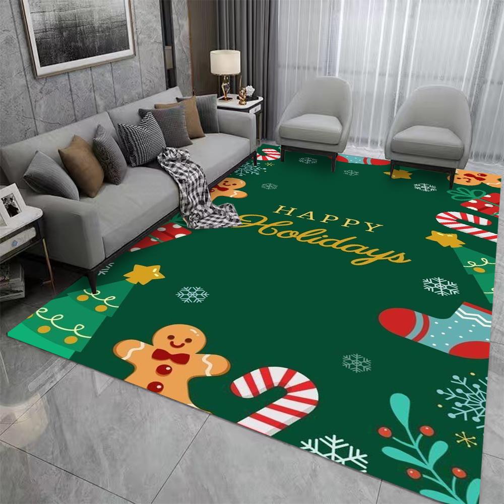 Merry Christmas Gift Carpet Festive Living Room Rug Soft Sofa Mat Cozy Bedroom Floor Decor Holiday Home Christmas Accessories