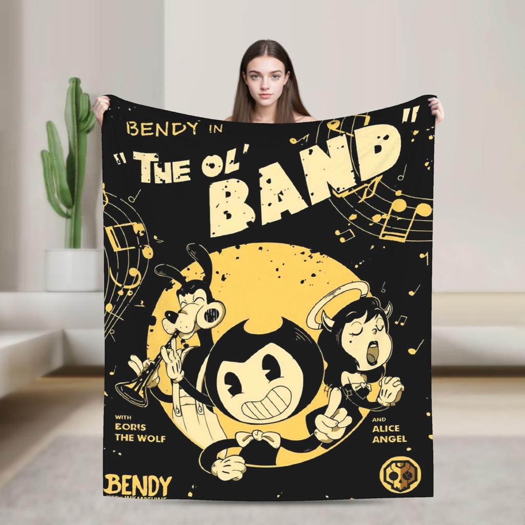 Bendys Horror Game Inked Machines Fashion Blanket Puzzle Fuzzy Funny Warm Throw Fashion Blanket for Home Spring Autumn Couch