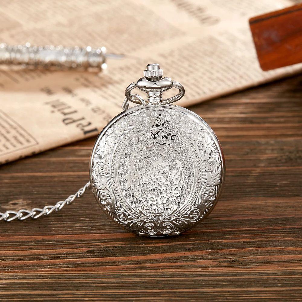 Vintage classic quartz pocket watch exquisite carved flip chain pendant men women pocket watches reloj