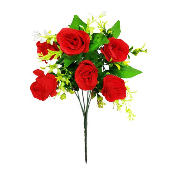 Artificial Roses Flowers 6 Heads Faux Silk Flower Bouquet with Leaves for Bridal Bouquet DIY Arrangement Wedding Party Home Living Room Table Decor