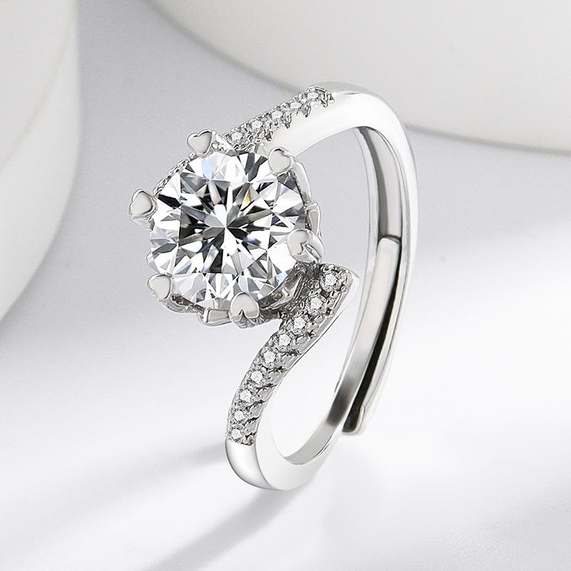 Classic Twist Arm Snowflake 2 Carat Brilliant Zircon 925 Sterling Silver Women's Wedding RingGood Product