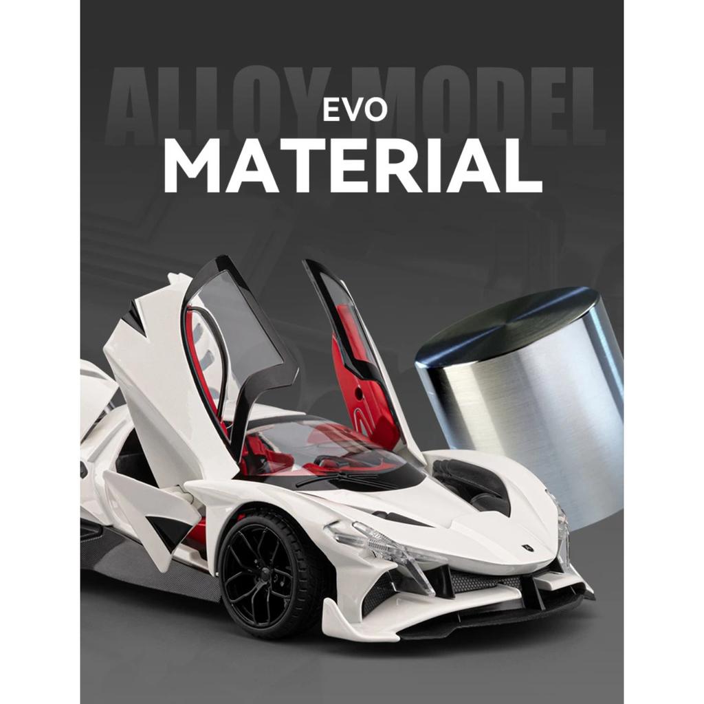 1/18 Apollo Project EVO Supercar Alloy Car Diecasts & Toy Vehicles Metal Toy Car Model Sound and Light Collection Kids Toy