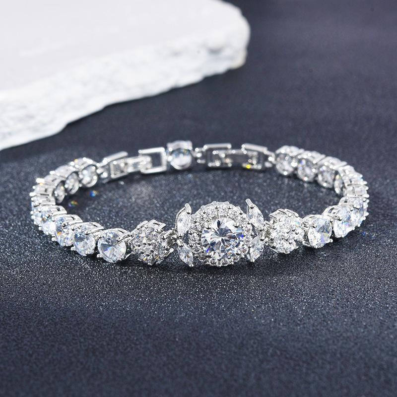 Fleur Violet Bijoux de Luxe Légers Cadeau pour Petite Amie Améthyste Naturelle Zircon Bracelet pour Femmes