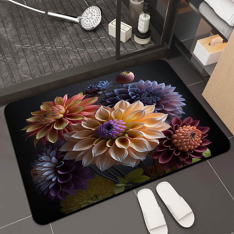 

3D визуальный трехмерный цветочный коврик для пола для ванной комнаты, водопоглощающий противоскользящий коврик для ног, коврик для ванной комнаты 50 * 80cm