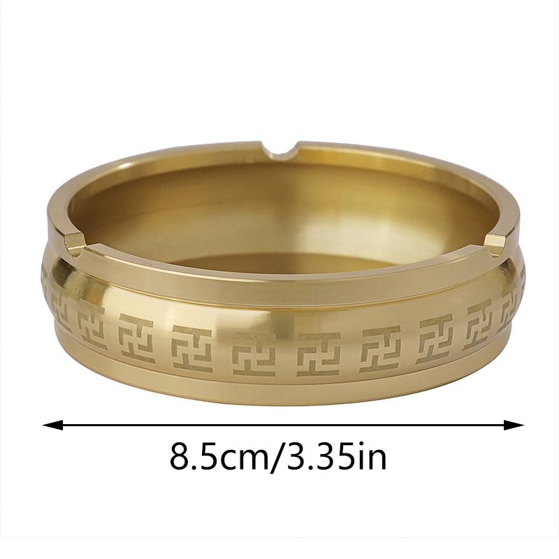 Portable Office Household Metal Indoor Large Ashtrays Ashtray Round Brass Tabletop Holder Simple Living Room Ashtray For Outdoor