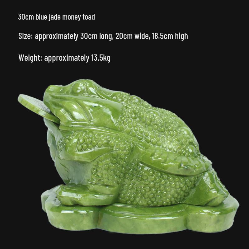 Extra Large Natural Jade Three-Legged Golden Toad Ornament - Perfect for Living Room or Shop Opening Gift.
