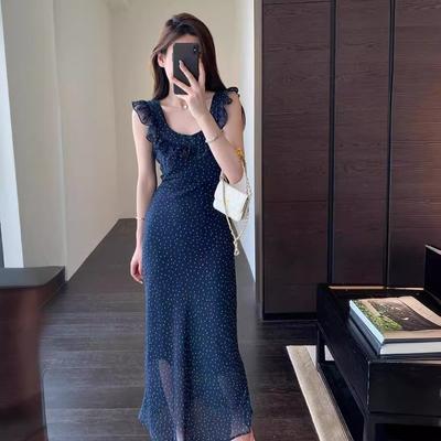 Elegant Waist Slim Camisole Women Polka Dot Dress Women's Casual Dress Daily Style