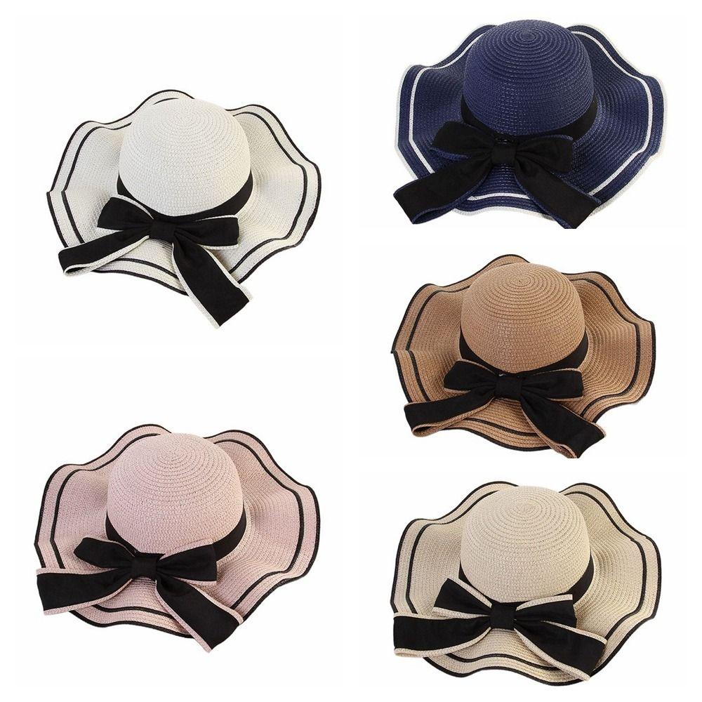 Bohemian Straw Weave Sun Hat Large Fisherman Hat Casual Sunscreen Bucket Hat  Ladies/Girls