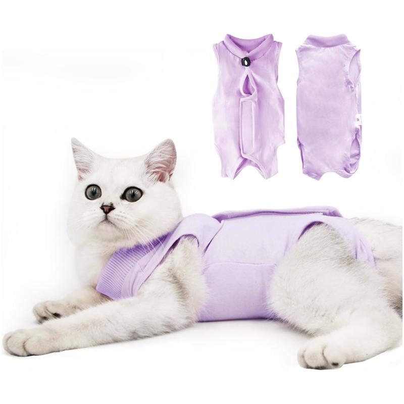 

Костюм для восстановления кота, послеоперационный комбинезон для мужчин и женщин, мягкий конус, рубашка, одежда для кастрации, защитные подгузники, чехол для котенка Small фиолетовый