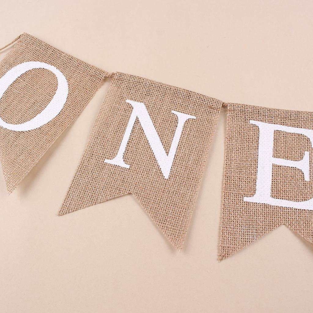 Babyshower-artiklar Jute ONE Girlang Första Födelsedag Festfavoriter Barnstols Fiskstjärt Flagga