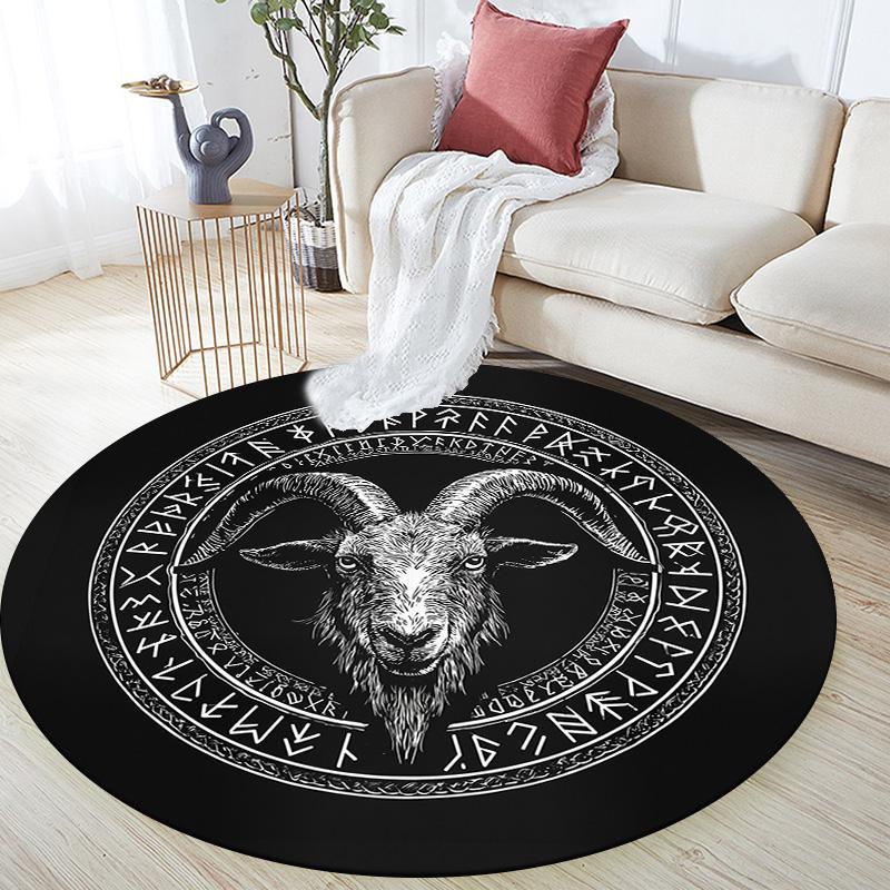 

Black and White Animals Round Area Rug,Carpet Rug for Living Room Bedroom Sofa Playroom Decor,Non-slip Floor Mat 80cmx80cm
