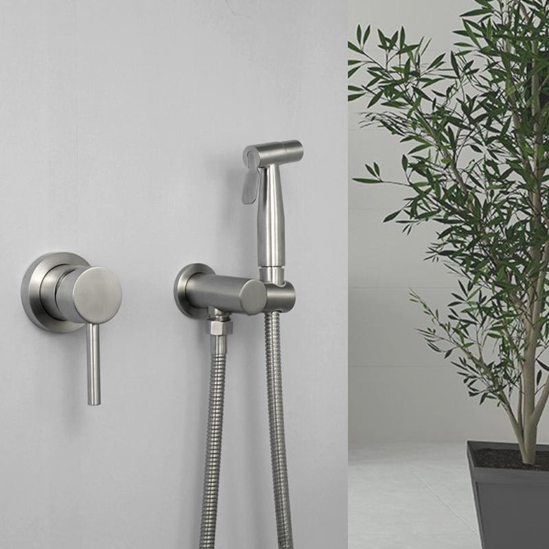 Black Stainless Steel Handheld Sprayer Bidet Shower Shattaff with Shower Hose and Bracket for Bathroom Toilet Hot Cold Water