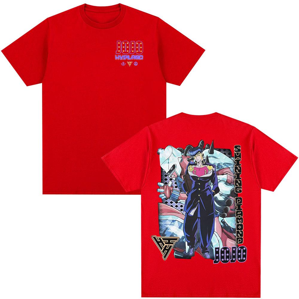 Anime JoJo Bizarre Adventure Tshirt Higashikata Josuke Manga Tshirts Mens Women Fashion Casual Loose Short Sleeves T Shirt