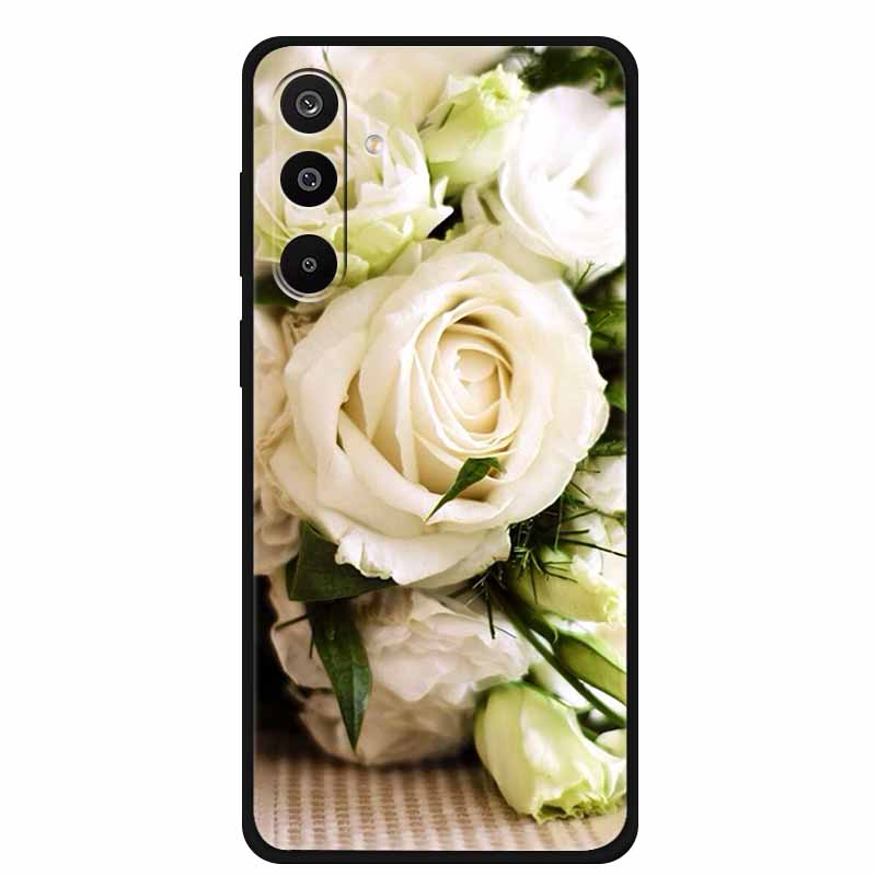 For Samsung Galaxy A36 5G Case Flowers Printed Silicone Phone Cases Cover for Samsung A26 5G TPU Shells A 26 36 Black TPU Coques