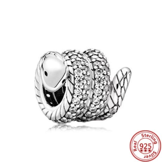 925 Sterling Silver Heart Circular Animal Beads Original  Charm Bracelet For Women DIY Fashion Silver 925 Jewelry Making