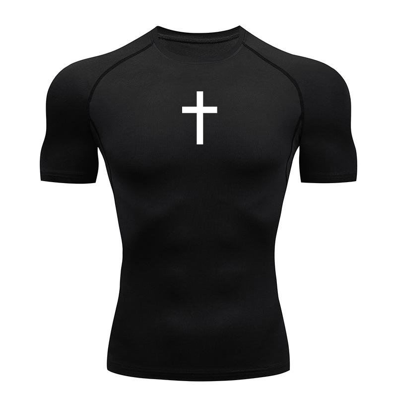 

Christian Workout Compression Shirts Athletic Quick Dry Tshirts Tees Mens Gym Fitness Undershirts Tops Short Sleeve Rash Guard S чёрный