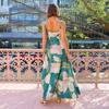 Women's Vintage-Style Long Printed Strapless Dress - Slimming Fit
