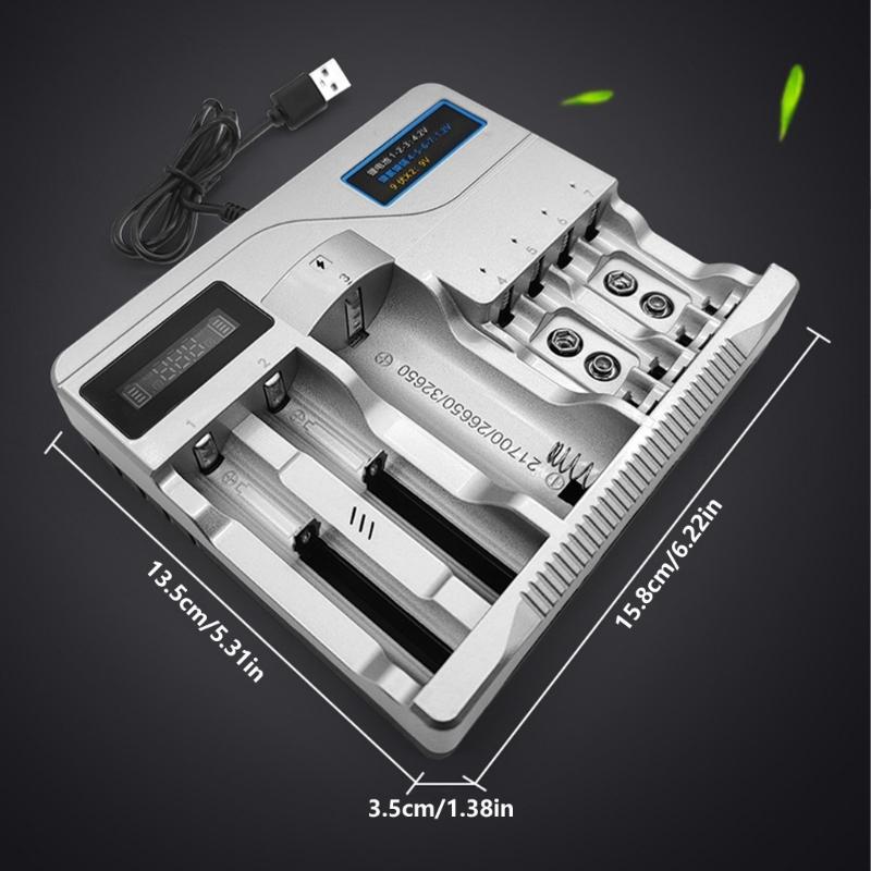 Multifunktions 3,7V Lithium-Batterieladegerät für 18650, 26650, 16340, 14500, Unabhängige Schachtsteuerung Überladeschutz