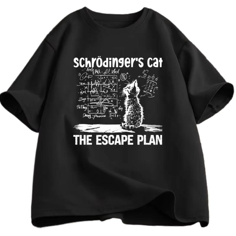 Schrodinger Cat T-shirt Physics Quantum Mechanics Creative Print Tshirt Short-sleeved T Shirt Science Men Women Clothes